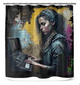Her Heart Beats Music Shower Curtain - Beyond T-shirts